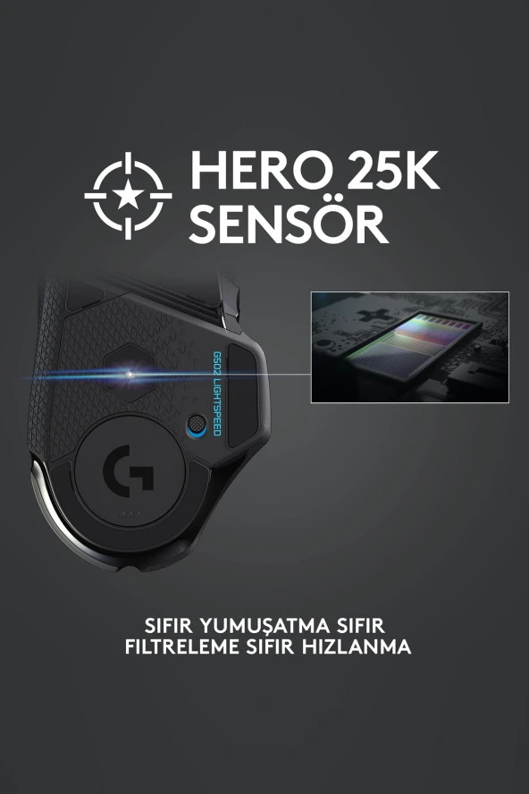 logitech  G G502 LIGHTSPEED 25.600 DPI Yüksek Performanslı Kablosuz Oyuncu Mouse - Siyah - 5