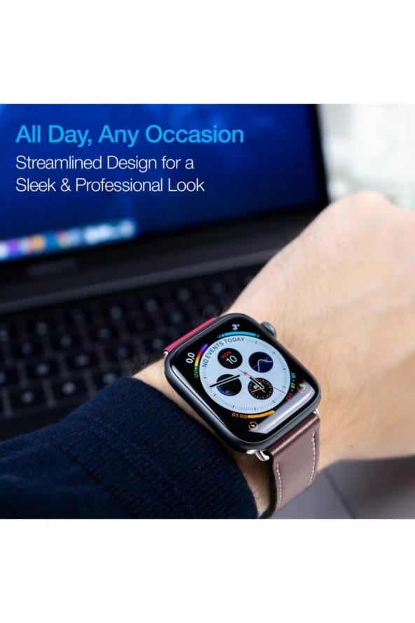 Naztech  Apple Watch Uyumlu 2 3 4 5 6 Se 42 44 Mm Deri Kayış Kordon - 3