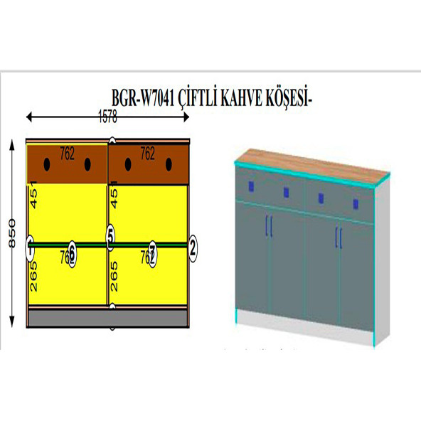 Çiftli Çok Amaçlı Dolap - Kahve Köşesi-Mutfak Standı - 2