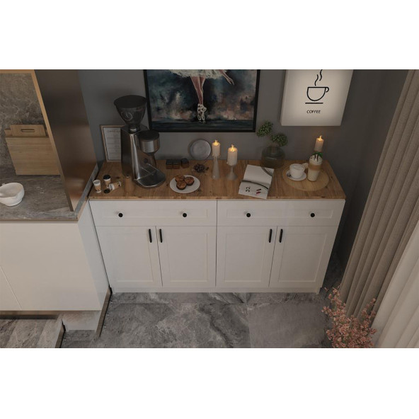 Çiftli Çok Amaçlı Dolap - Kahve Köşesi-Mutfak Standı - 4