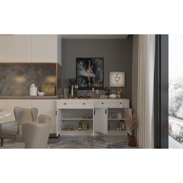 Çiftli Çok Amaçlı Dolap - Kahve Köşesi-Mutfak Standı - 5