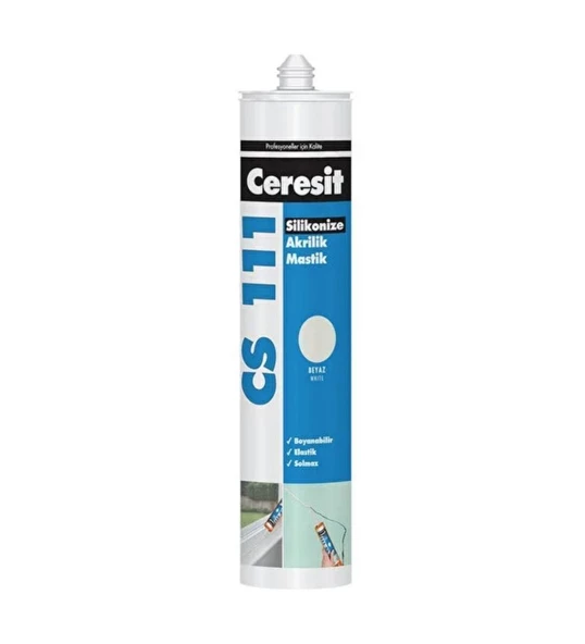 Ceresit CS 111 Silikonize Akrilik Mastik Beyaz 240 Ml