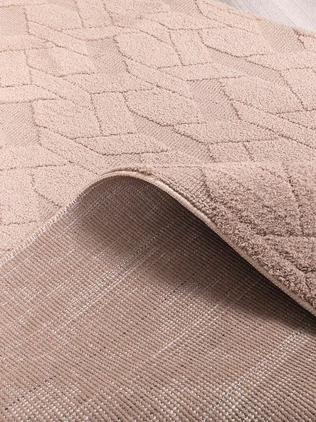 Lara Bukleli Desenli Yumuşacık Peluş Halı Salon Oturma Odası Mutfak Koridor Halısı 9401C Vizon - 6