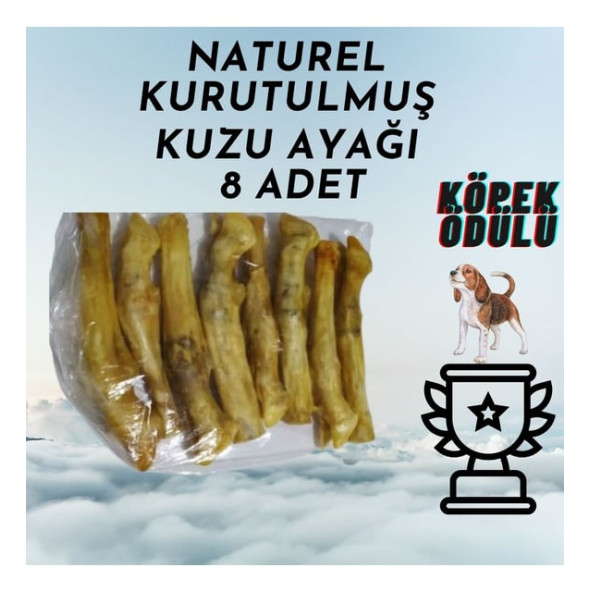 Kurutulmuş Kuzu Ayak Paça 8 Li Paket Köpek Ödülü