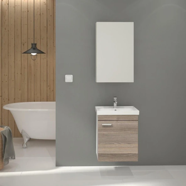 Denko Terra 50 cm Alize MDF Banyo Dolabı Takımı