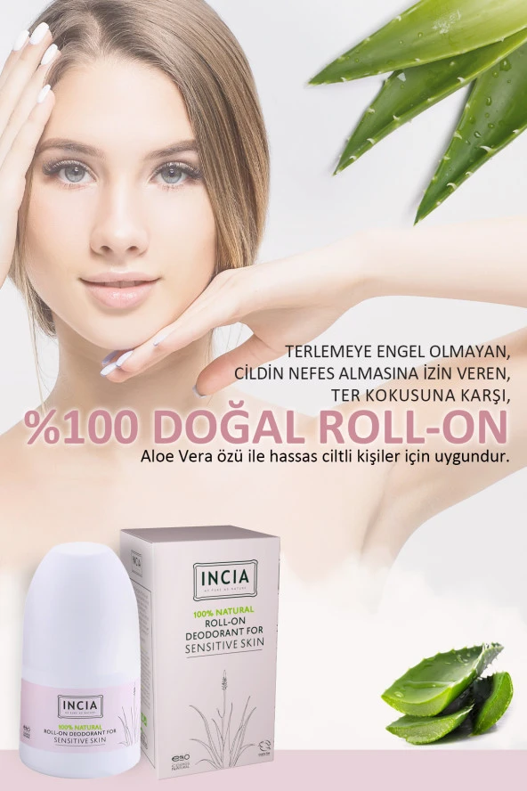 INCIA %100 Doğal Roll On Deodorant Hassas Ciltler İçin Ter Kokusu Önleyici Lekesiz 50 ml - 3