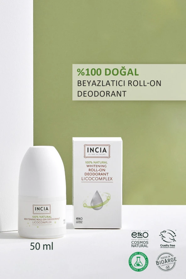 INCIA %100 Doğal Roll On Deodorant Beyazlatıcı Ter Kokusu Önleyici Lekesiz 50 ml - 2