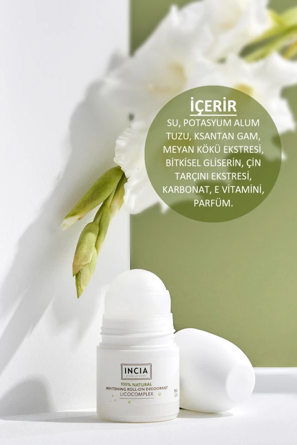 INCIA %100 Doğal Roll On Deodorant Beyazlatıcı Ter Kokusu Önleyici Lekesiz 50 ml - 4