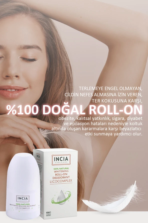 INCIA %100 Doğal Roll On Deodorant Beyazlatıcı Ter Kokusu Önleyici Lekesiz 50 ml - 6