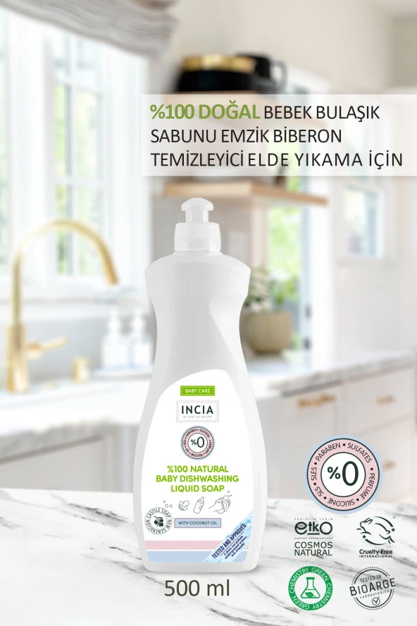 INCIA %100 Doğal Bebek Bulaşık Sabunu Bitkisel Emzik Biberon Temizleyici Vegan 500 ml - 2