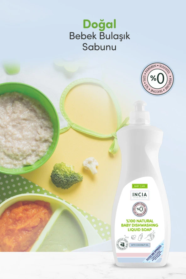 INCIA %100 Doğal Bebek Bulaşık Sabunu Bitkisel Emzik Biberon Temizleyici Vegan 500 ml - 6