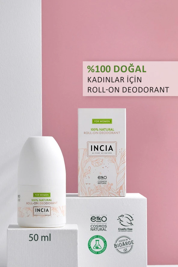 INCIA %100 Doğal Roll On Deodorant Kadınlar İçin Ter Kokusu Önleyici Lekesiz 50 ml - 2