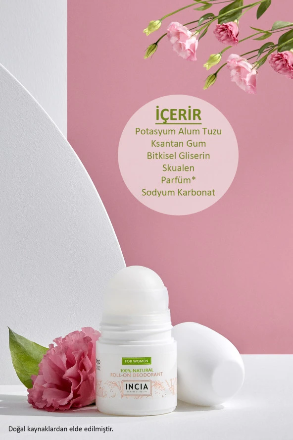 INCIA %100 Doğal Roll On Deodorant Kadınlar İçin Ter Kokusu Önleyici Lekesiz 50 ml - 4