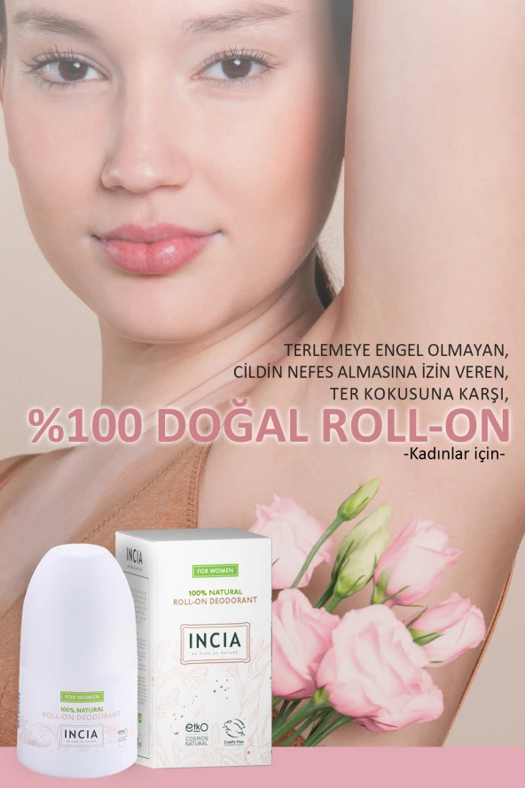 INCIA %100 Doğal Roll On Deodorant Kadınlar İçin Ter Kokusu Önleyici Lekesiz 50 ml - 6
