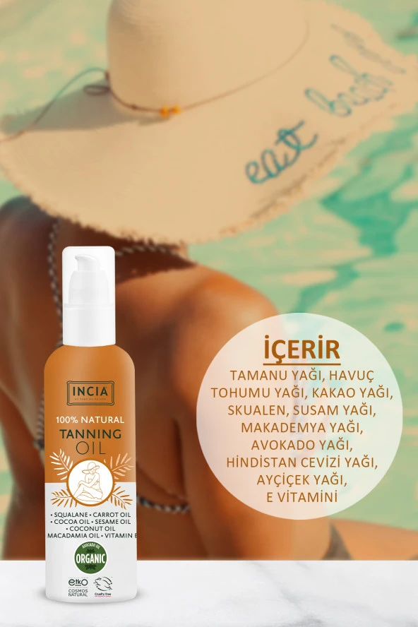 INCIA %100 Doğal Bronzlaştırıcı Yağ Organik Avokado Yağı Yoğun Bronzlaştırıcı Kakao Havuç Susam 150 ml - 4