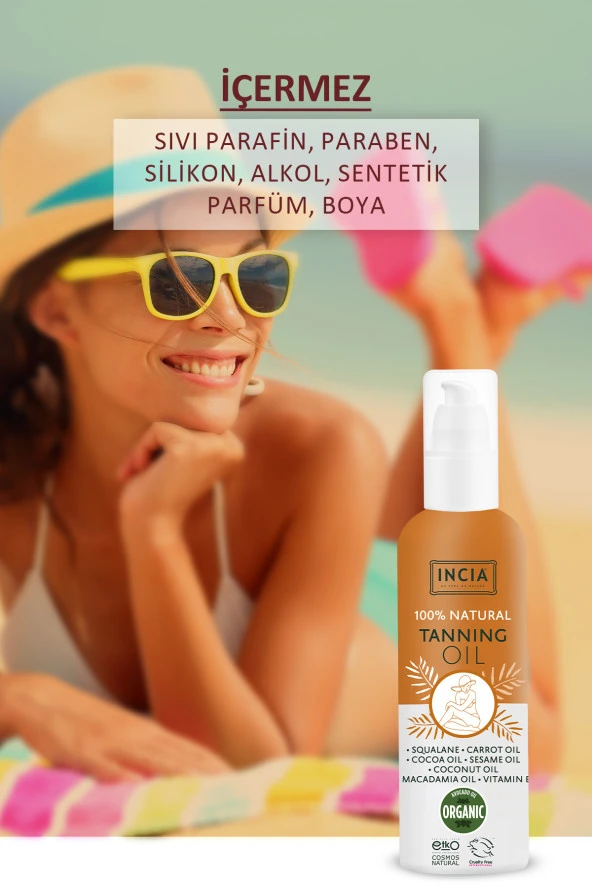 INCIA %100 Doğal Bronzlaştırıcı Yağ Organik Avokado Yağı Yoğun Bronzlaştırıcı Kakao Havuç Susam 150 ml - 5