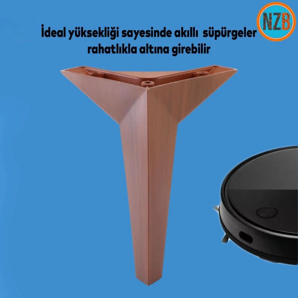Mobilya Kanepe Sehpa TV Ünitesi Koltuk Ayağı 12 cm Kahverengi Baza Ayak - Resim 6