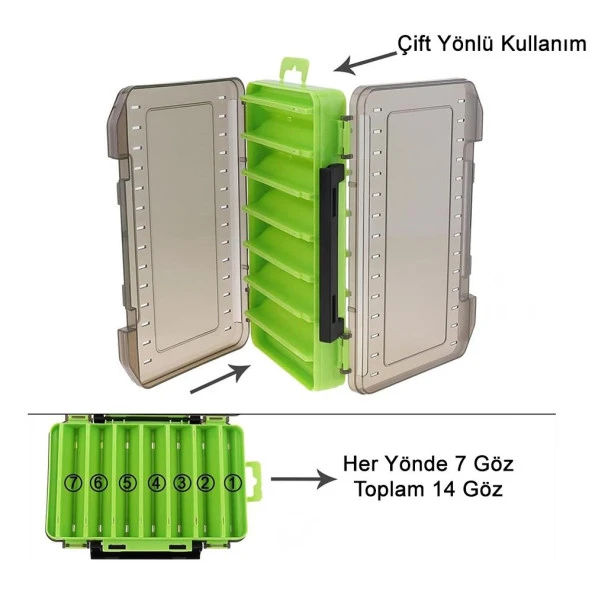 Shufa Lure Box Çift Taraflı Kutu 105mm - Yeşil - Resim 3