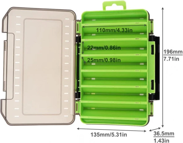 Shufa Lure Box Çift Taraflı Kutu 105mm - Yeşil - Resim 4