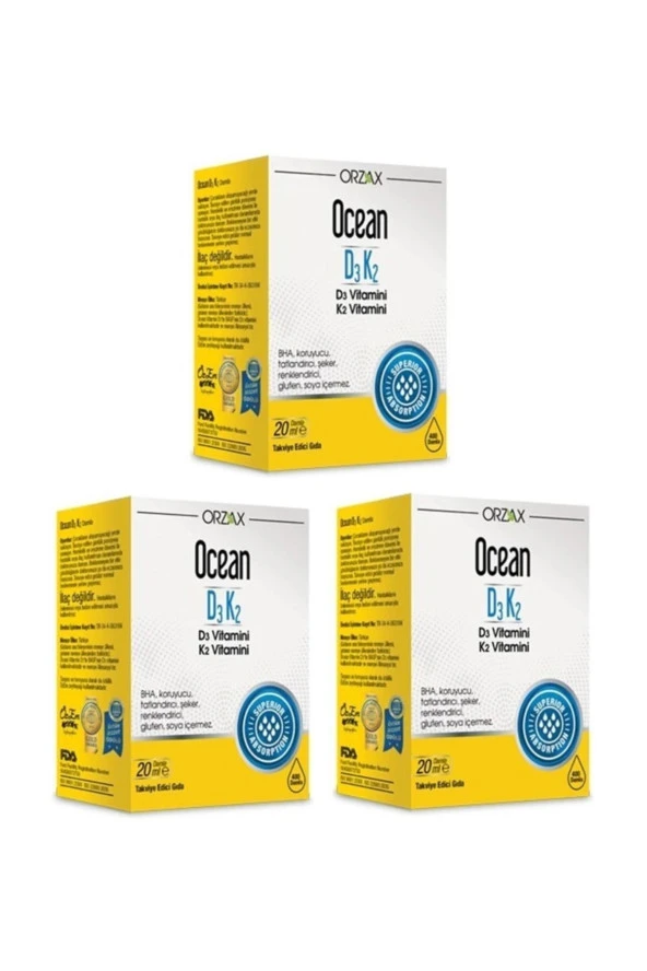 Ocean D3K2 Damla 20 ml 3 Kutu ürün görseli