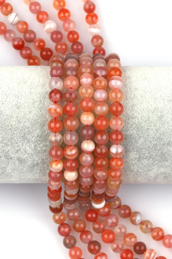 Karnelyan Akik Doğal Taş Dizi 6 mm Küre Kesim ürün görseli