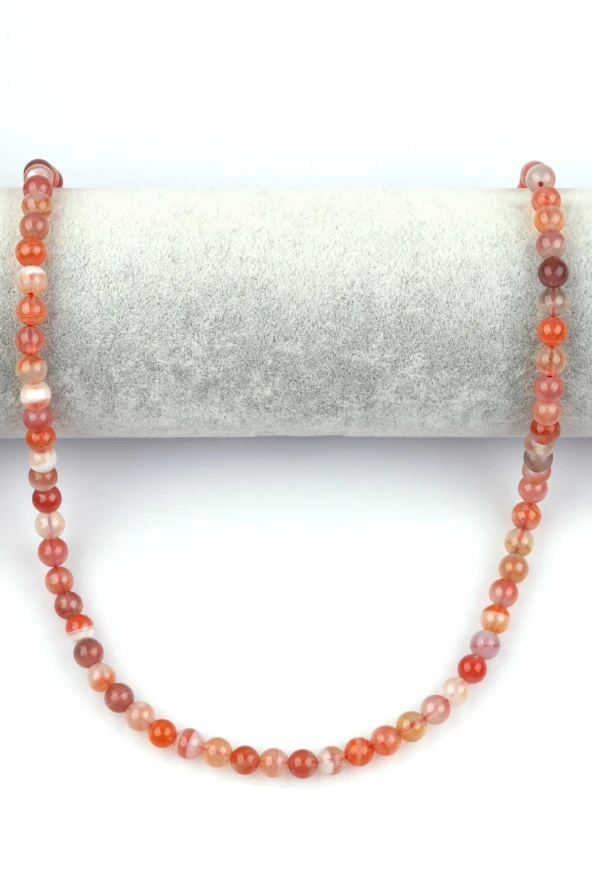 Karnelyan Akik Doğal Taş Dizi 6 mm Küre Kesim - Resim 2