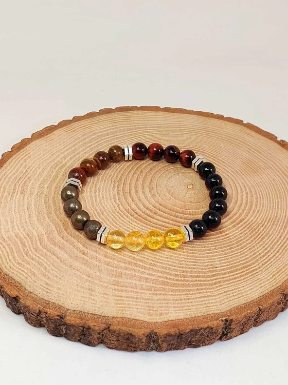 Bolluk & Bereket Enerjisi 8mm Özel Kombinasyon Erkek Bileklik - Resim 3