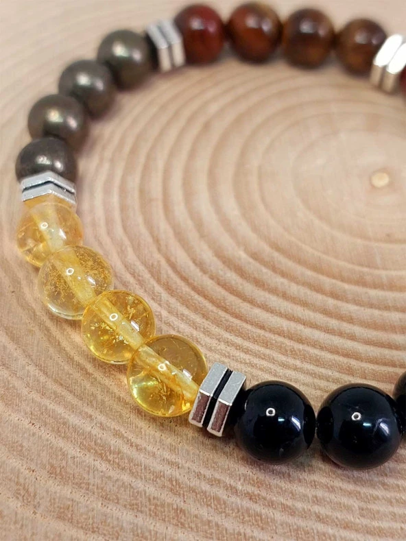 Bolluk & Bereket Enerjisi 8mm Özel Kombinasyon Erkek Bileklik - Resim 2