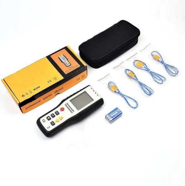 Wellhise HT-9815 K Tip 4 Girişli Dijital Termometre -200~1372C (K Type) - 2