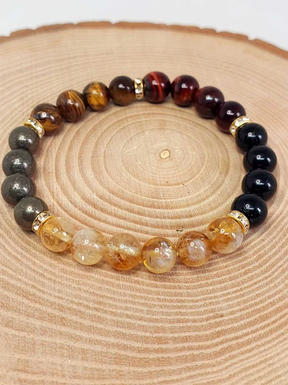 Bolluk & Bereket Enerjisi 8mm Özel Kombinasyon Doğal Taş Kadın Bileklik - Resim 5