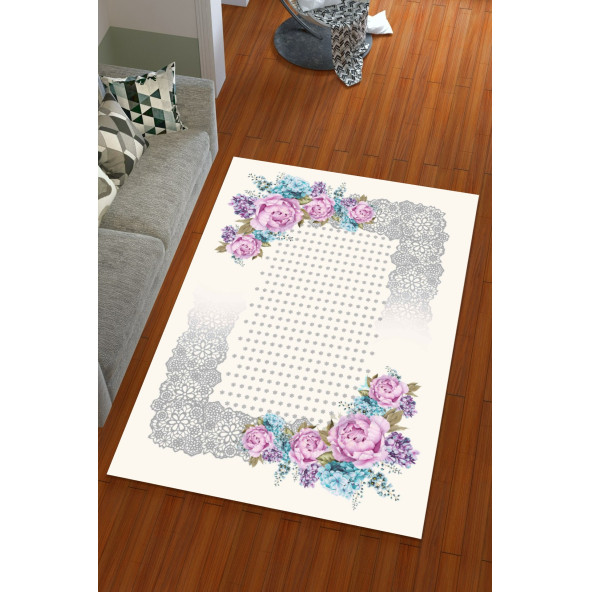 Modern Lastikli Kadife Halı Örtüsü - 2