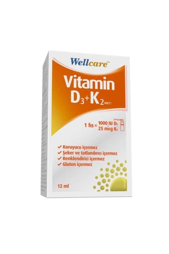 Wellcare Vitamin D3 + K2 25 Mcg 1000 Iu 12 Ml