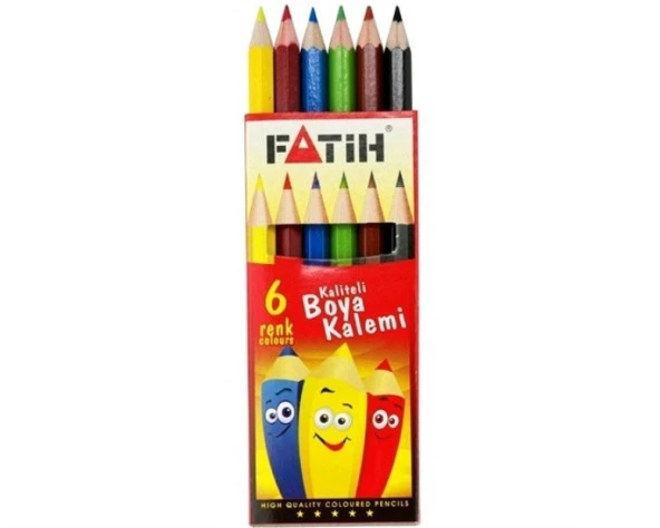 Fatih Kuru Boya Kalemi 6 Renk Kısa - 2 paket