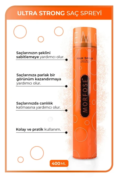 Morfose Saç Spreyi 400ML Ultra Sert (Turuncu) (3 Lü Set) - 4