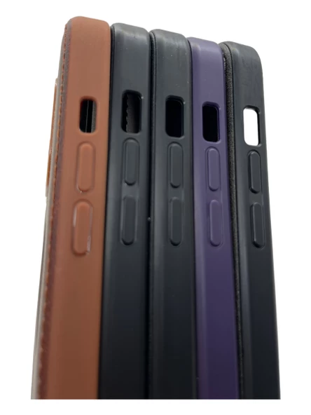 Hole Leather Case Füme iPhone 14 - Resim 3