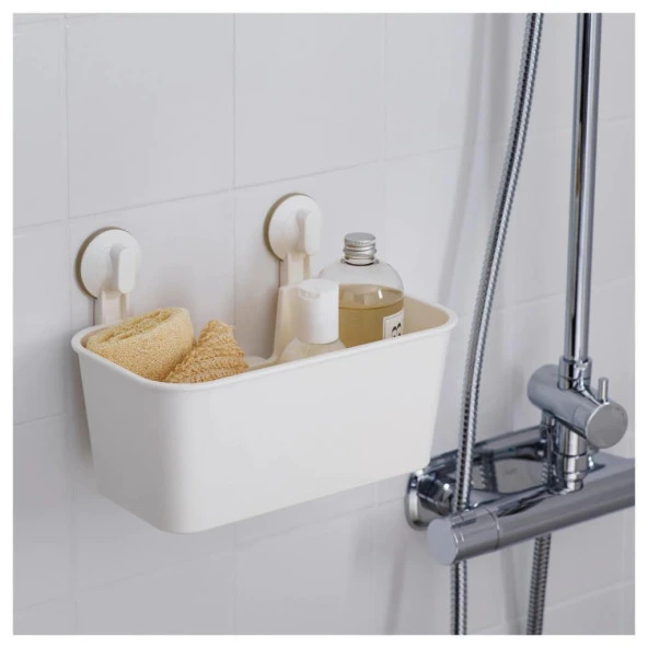 IKEA Stugvik Vantuzlu Duş Sepeti - Beyaz Duş Rafı