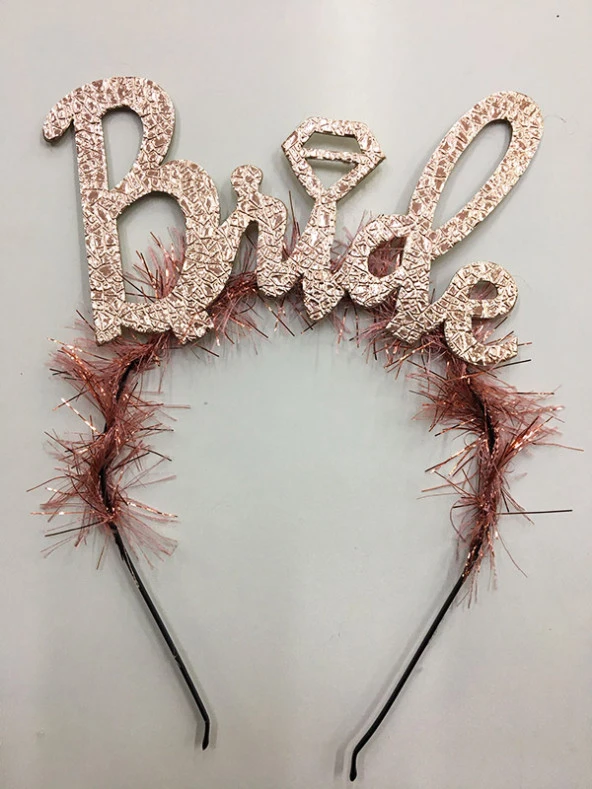 Parti Aksesuar Bride Yazılı Metalize Rose Renk Bekarlığa Veda Parti Tacı