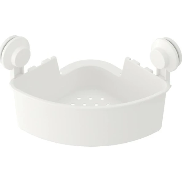 IKEA Vantuzlu Tisken Beyaz Duş Sepeti - Köşe Duş Rafı