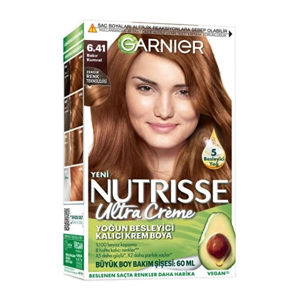 Garnier Nutrisse Yoğun Besleyici Kalıcı Krem Saç Boyası 6.41 Bakır Kumral