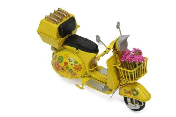 Vintage Dekoratif Sepetli Metal Scooter - 4