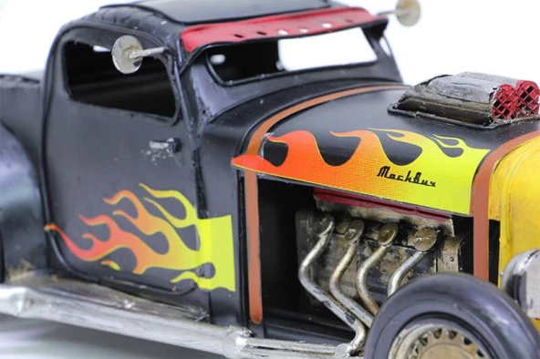 Dekoratif Metal Araba Sarı Alev - 5