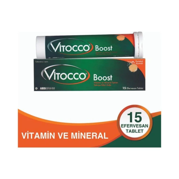 Vitocco Boost Portakal Aromalı 15 Efervesan Tablet 2'Li PAKET (SKT:08/2024)