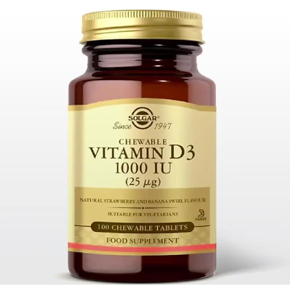 Solgar Vitamin D3 Cheaweble 1000 IU 100 Tablet