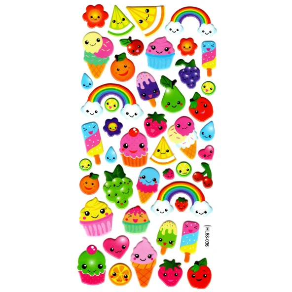 Sticker Kabartmalı Stiker Defter, Planlayıcı Etiket (HL88-036) - 17X9 cm - Sevimli Şeker Dondurma