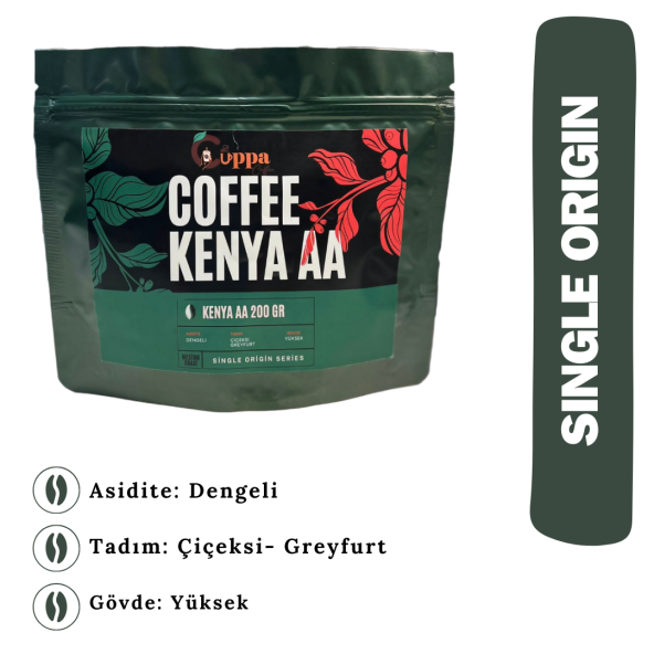 Kenya AA Single Origin Çekirdek Kahve 200 Gr.