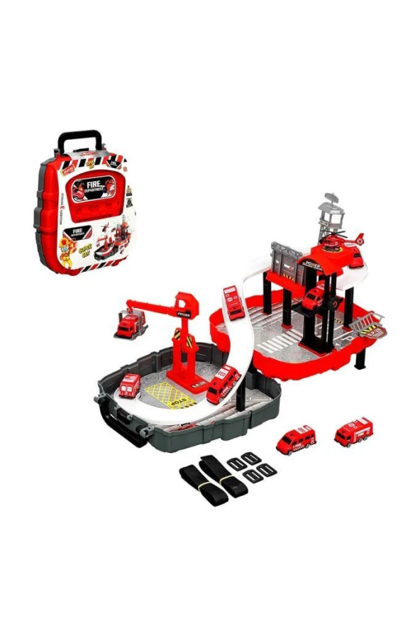 Heroes Toys Çantalı İtfaiye Seti Arabalı ERN-2017 Kırmızı,Sırt Çantalı Arabalı Oyuncak İtfaiye Seti - 2