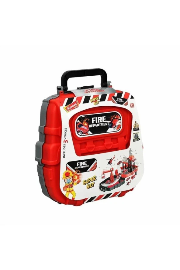 Heroes Toys Çantalı İtfaiye Seti Arabalı ERN-2017 Kırmızı,Sırt Çantalı Arabalı Oyuncak İtfaiye Seti - 3