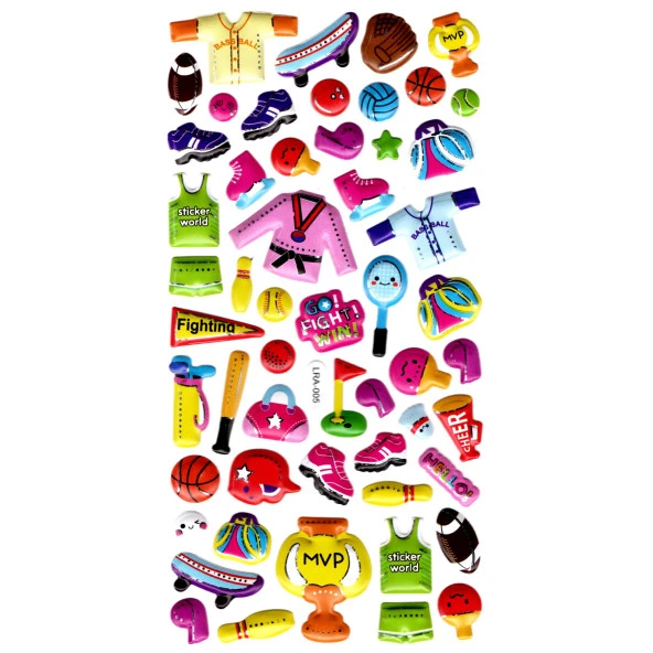 Sticker Kabartmalı Stiker Defter, Planlayıcı Etiket (limlra-005) - 17X9 cm - Spor Beyzbol Golf