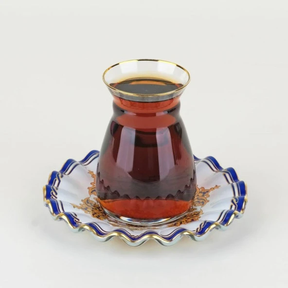 Glore Marsel 12 Parça 6 Kişilik Altın Yaldızlı Cam Çay Takımı 81200