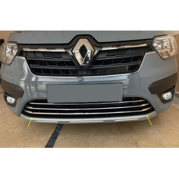 Renault Express Krom Ön Tampon Alt Çıta 3 Parça 2021+ Paslanmaz Çelik - 3